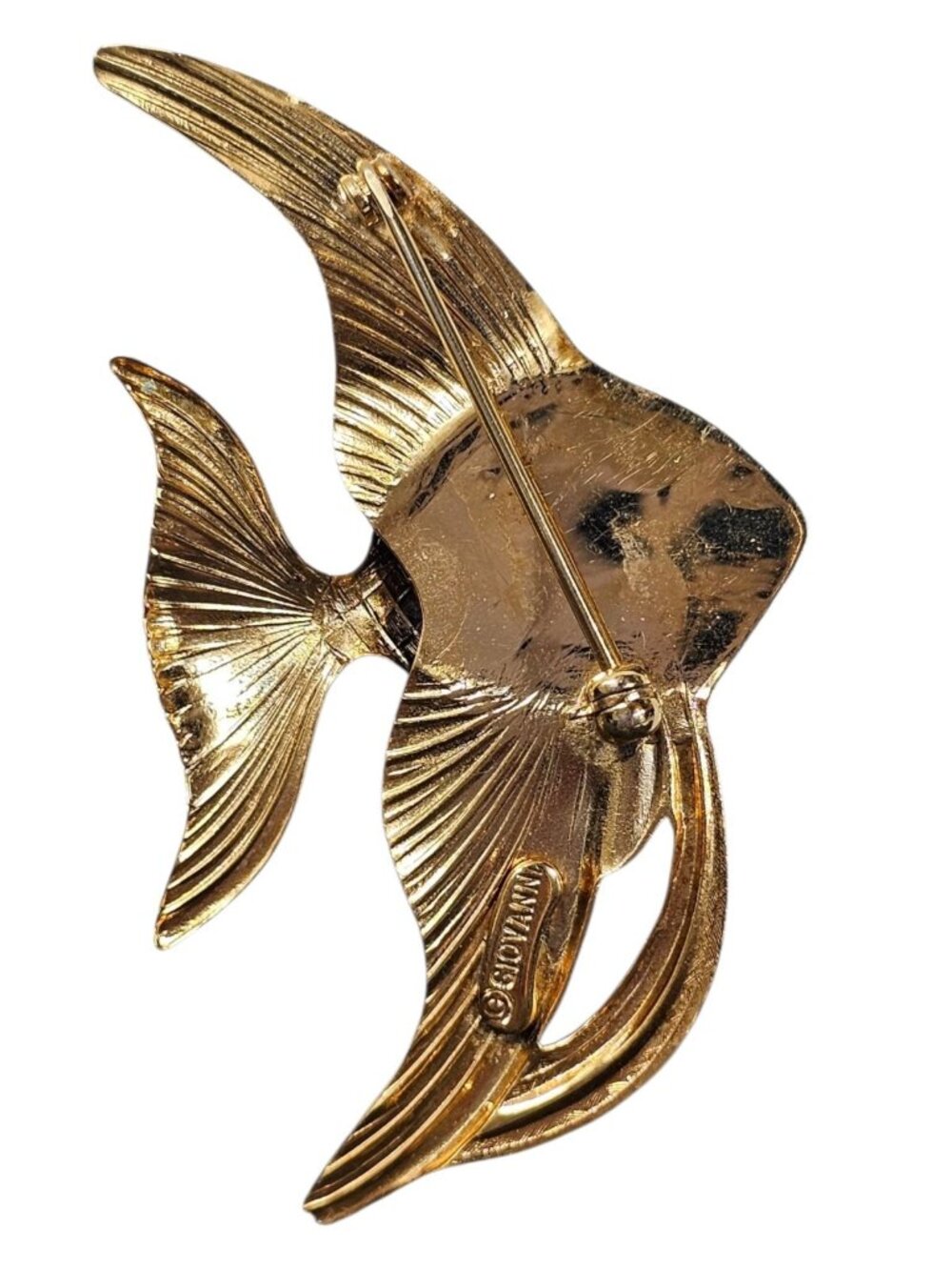 GIOVANNI VINTAGE ESTATE GOLD PLATED TROPICAL ANGEL FISH BROOCH PIN - Picture 2 of 6